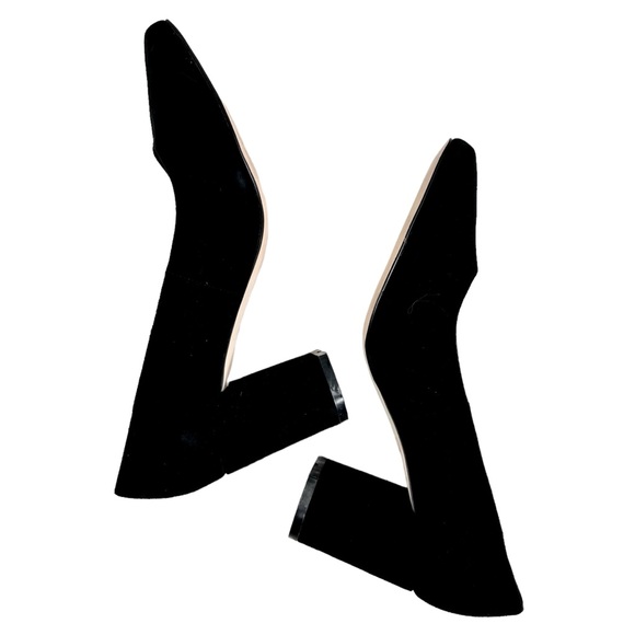 Anthropologie Eloise Square Toe Block Heel Pumps Black Suede SZ 8 Shoes Heels - Picture 7 of 16